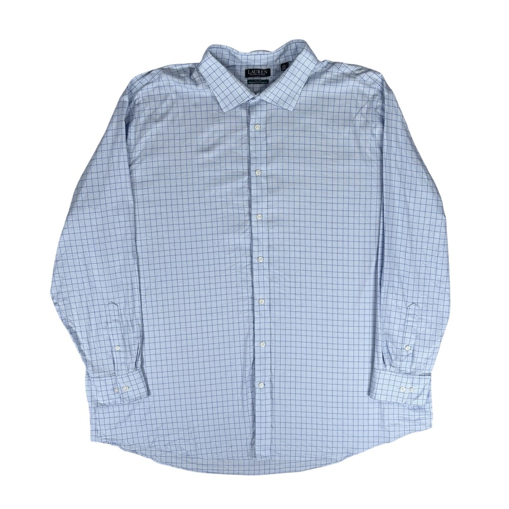 Ralph Lauren Button Down Shirt Mens 20 36/37 Blue Performance Stretch Tall